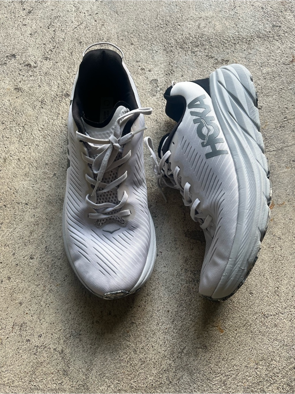 Hoka Men's White Athletic Running Shoes with Black Accents